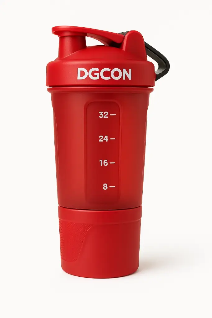 DGCON FIT Pro Shaker Series, Red, 650 Ml, Sipper Bottle With Whisk Ball, 100% Leakproof, Un-Breakable, Bpa Free Protein Shaker Bottle - Plastic