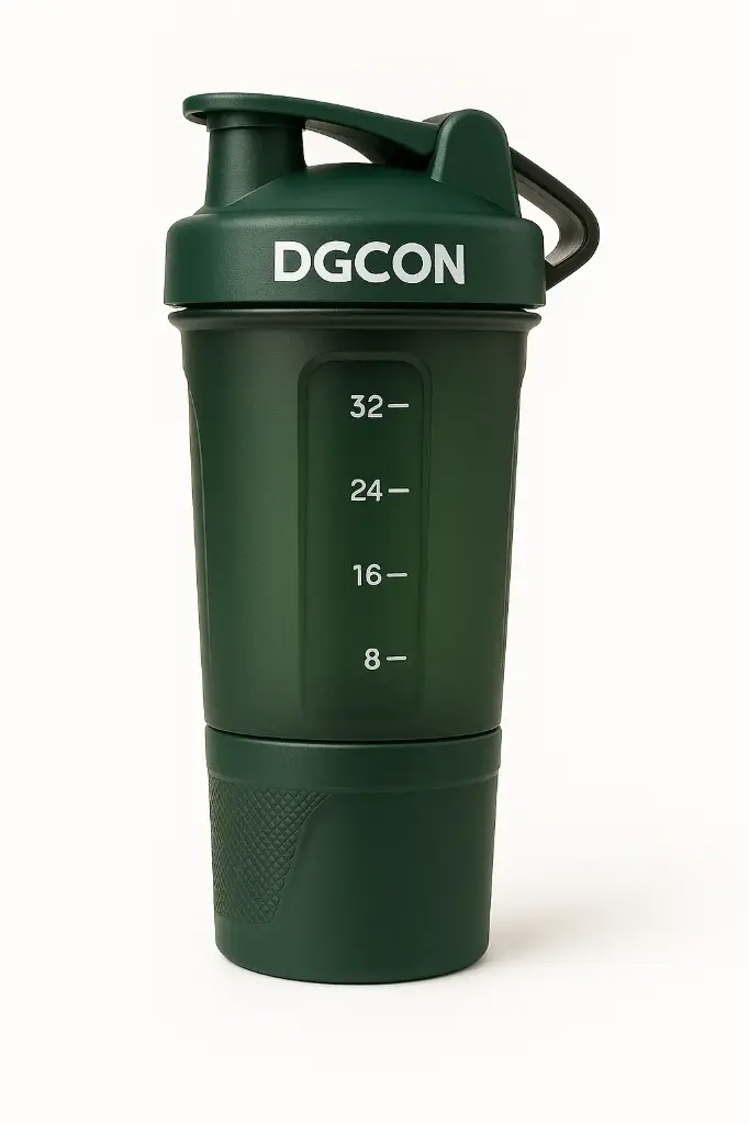 DGCON FIT Pro Shaker Series, Green, 650 Ml, Sipper Bottle With Whisk Ball, 100% Leakproof, Un-Breakable, Bpa Free Protein Shaker Bottle - Plastic