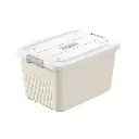 DGCON Plastic Storage Bins With Latching Lids Stackable Containers, Large Storage Box For Bedroom, Basement, Classroom, Camping, Office (CREAM, LARGE - 14.5 X 10.5 X 8.2 INCH, PACK OF - 1)